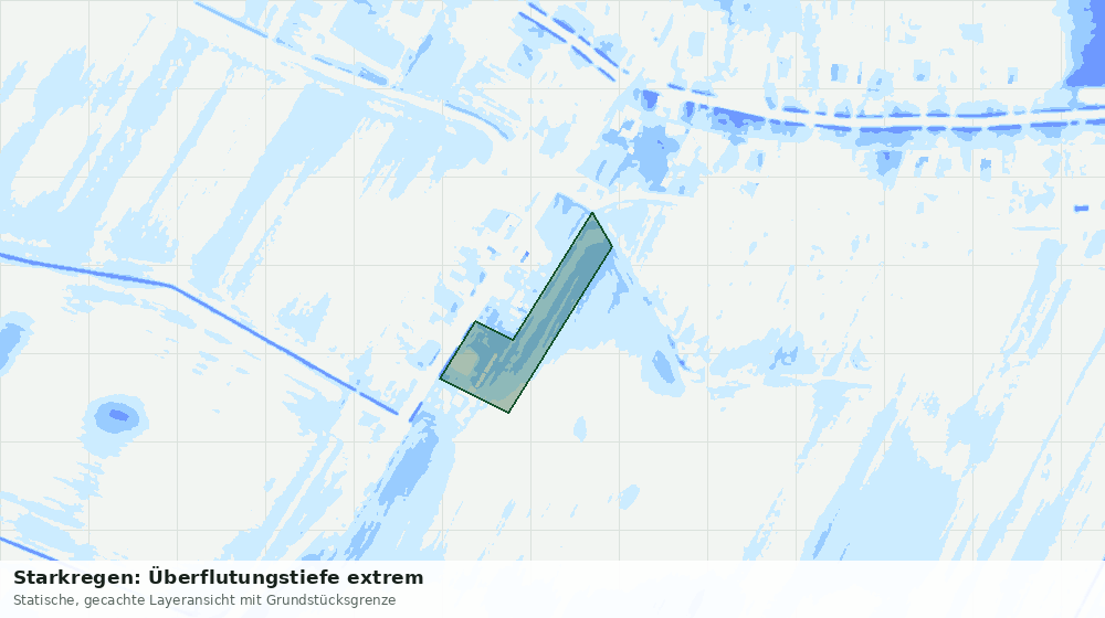 Statische Kartenansicht: Starkregen: Überflutungstiefe extrem