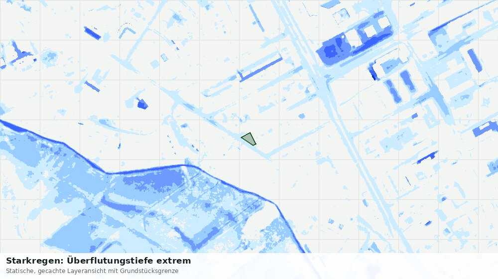 Statische Kartenansicht: Starkregen: Überflutungstiefe extrem