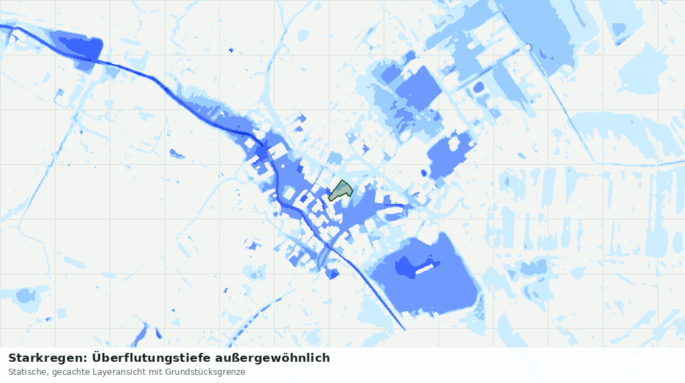 Statische Kartenansicht: Starkregen: Überflutungstiefe außergewöhnlich