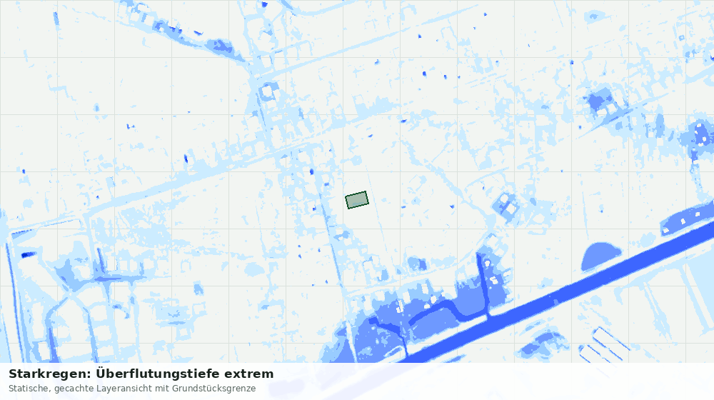 Statische Kartenansicht: Starkregen: Überflutungstiefe extrem