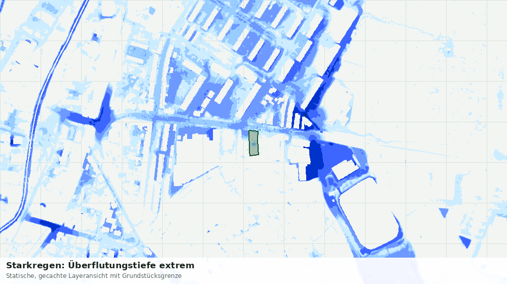 Statische Kartenansicht: Starkregen: Überflutungstiefe extrem