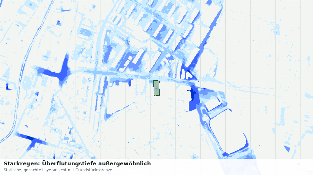 Statische Kartenansicht: Starkregen: Überflutungstiefe außergewöhnlich