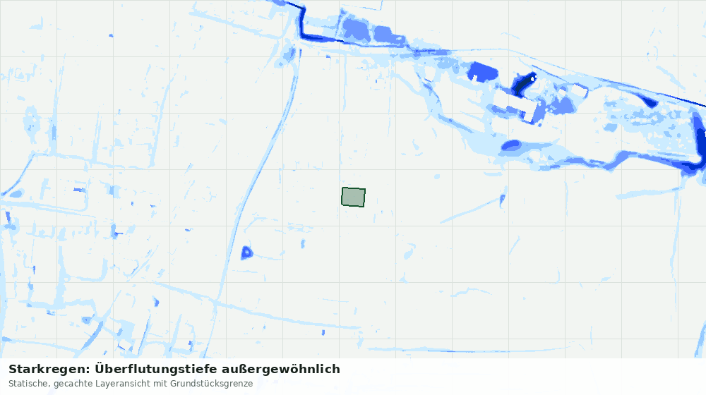 Statische Kartenansicht: Starkregen: Überflutungstiefe außergewöhnlich