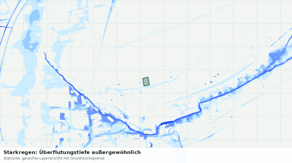 Statische Kartenansicht: Starkregen: Überflutungstiefe außergewöhnlich