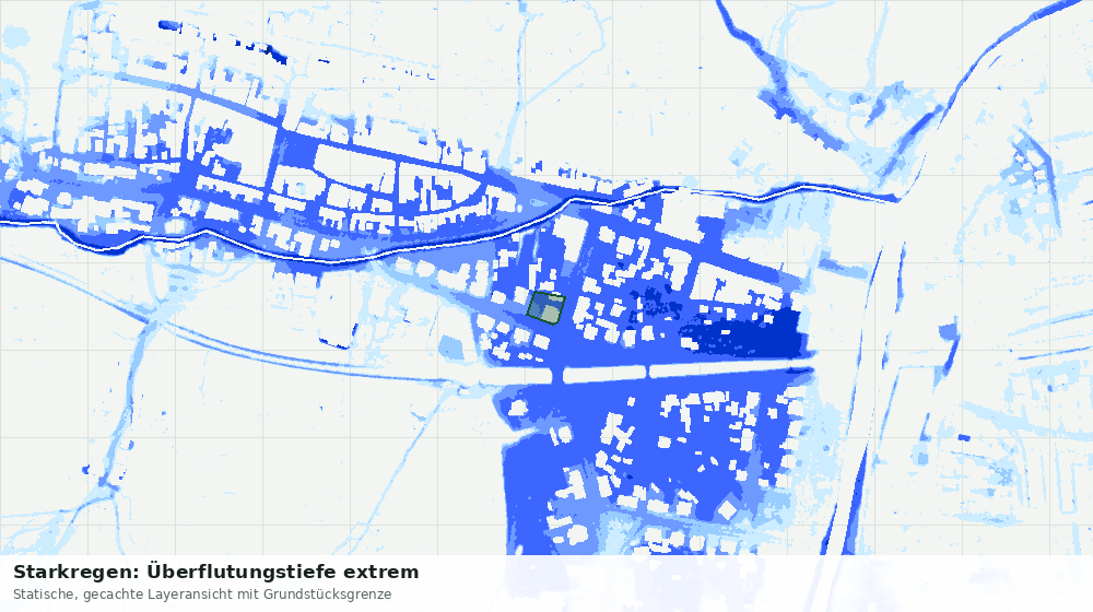 Statische Kartenansicht: Starkregen: Überflutungstiefe extrem