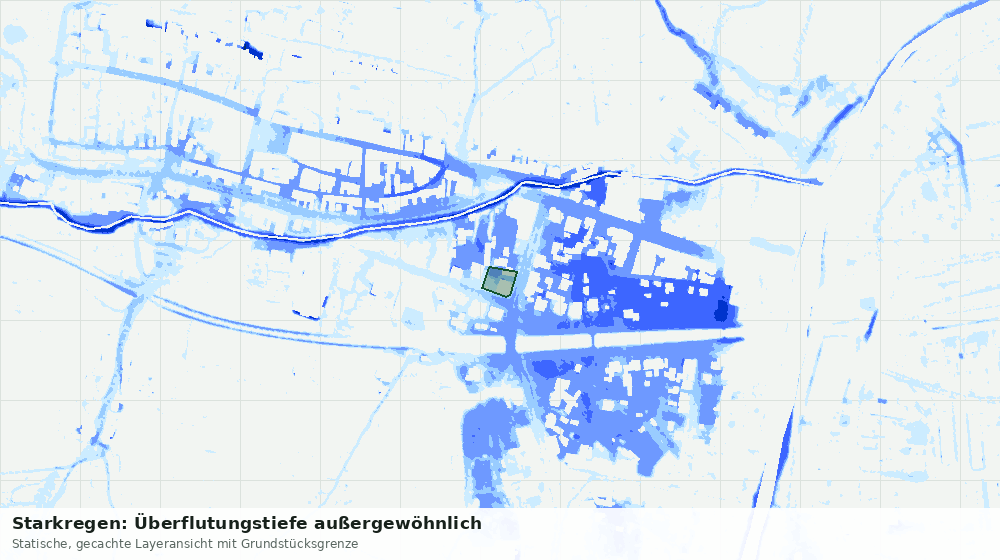 Statische Kartenansicht: Starkregen: Überflutungstiefe außergewöhnlich