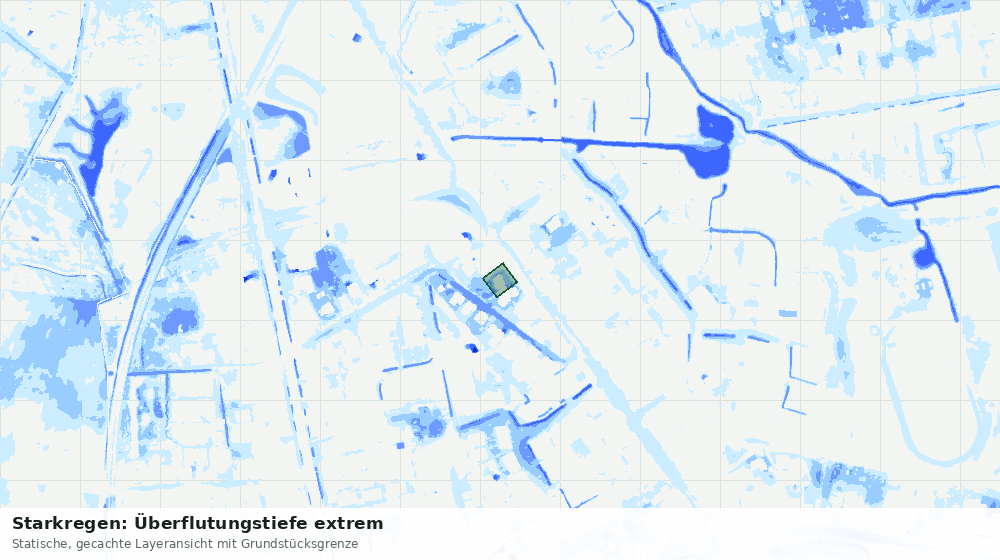 Statische Kartenansicht: Starkregen: Überflutungstiefe extrem