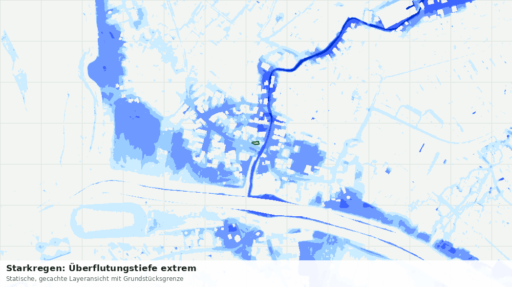 Statische Kartenansicht: Starkregen: Überflutungstiefe extrem