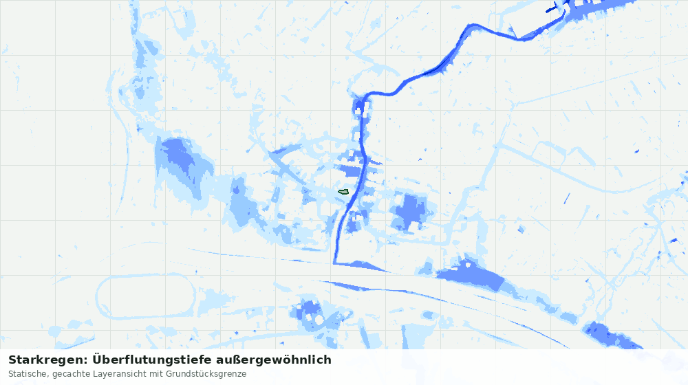 Statische Kartenansicht: Starkregen: Überflutungstiefe außergewöhnlich