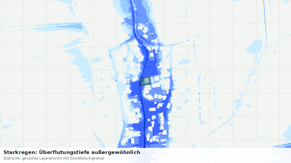 Statische Kartenansicht: Starkregen: Überflutungstiefe außergewöhnlich