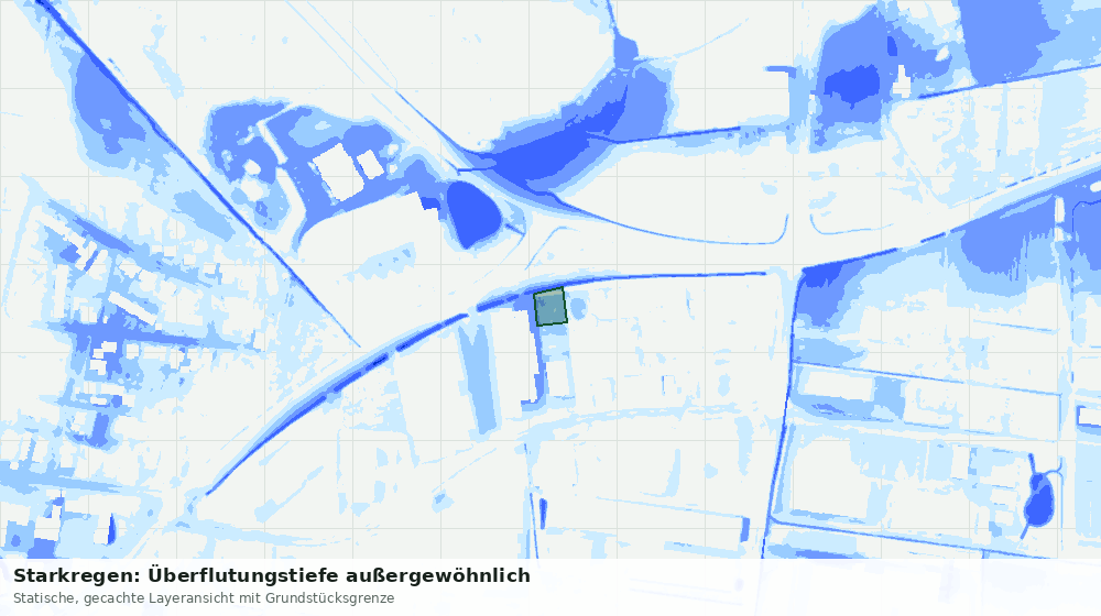 Statische Kartenansicht: Starkregen: Überflutungstiefe außergewöhnlich