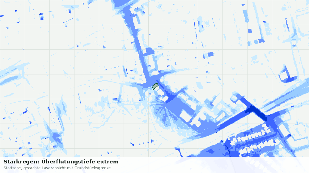 Statische Kartenansicht: Starkregen: Überflutungstiefe extrem
