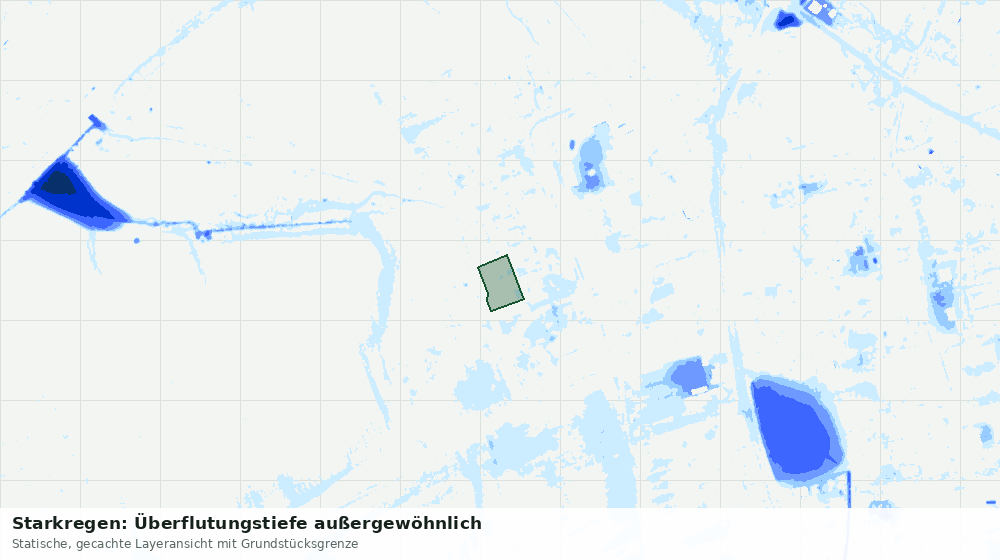 Statische Kartenansicht: Starkregen: Überflutungstiefe außergewöhnlich
