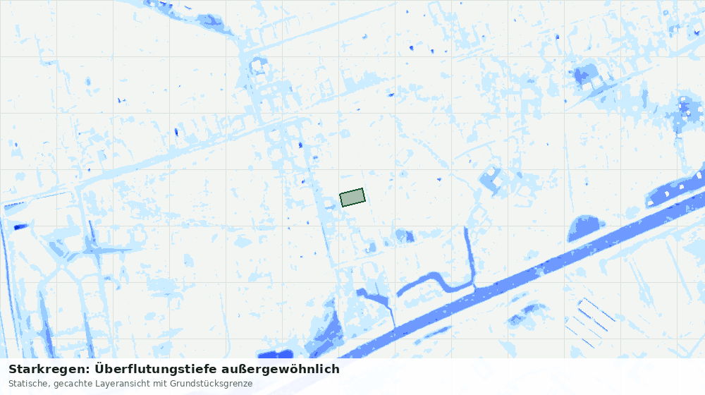 Statische Kartenansicht: Starkregen: Überflutungstiefe außergewöhnlich