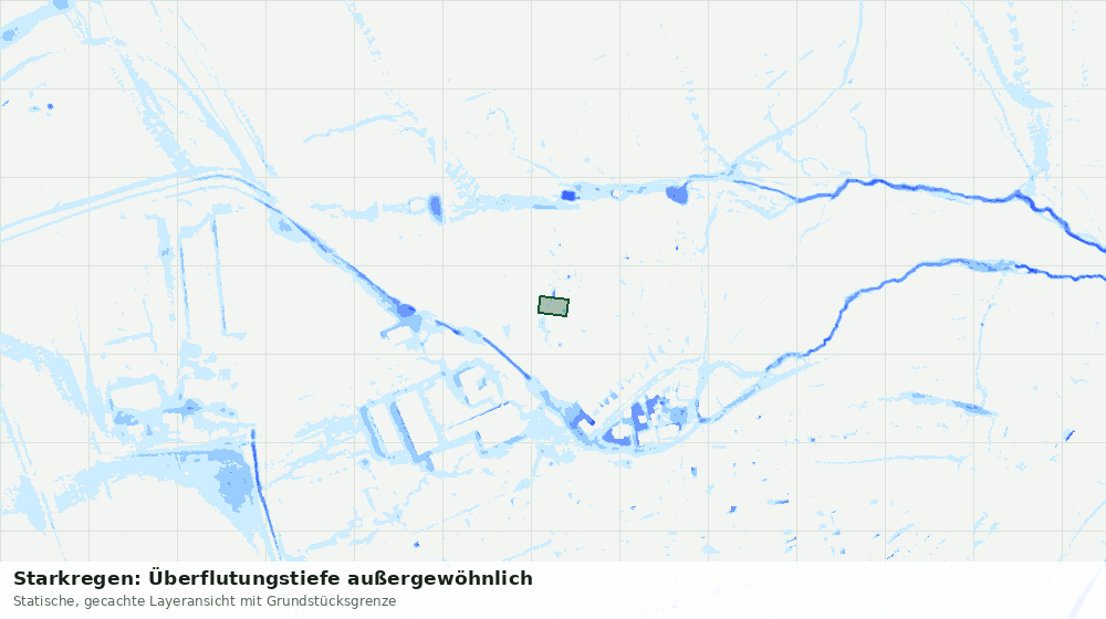 Statische Kartenansicht: Starkregen: Überflutungstiefe außergewöhnlich