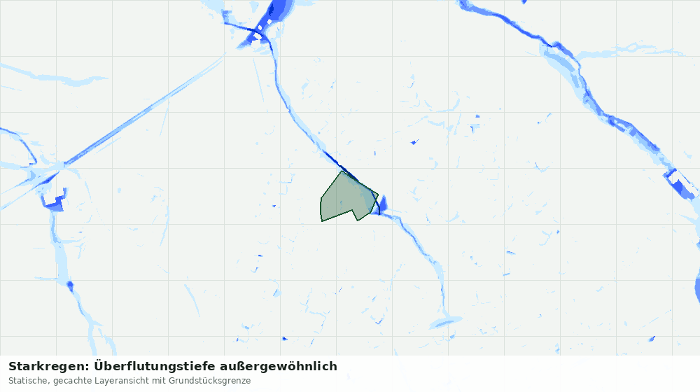 Statische Kartenansicht: Starkregen: Überflutungstiefe außergewöhnlich