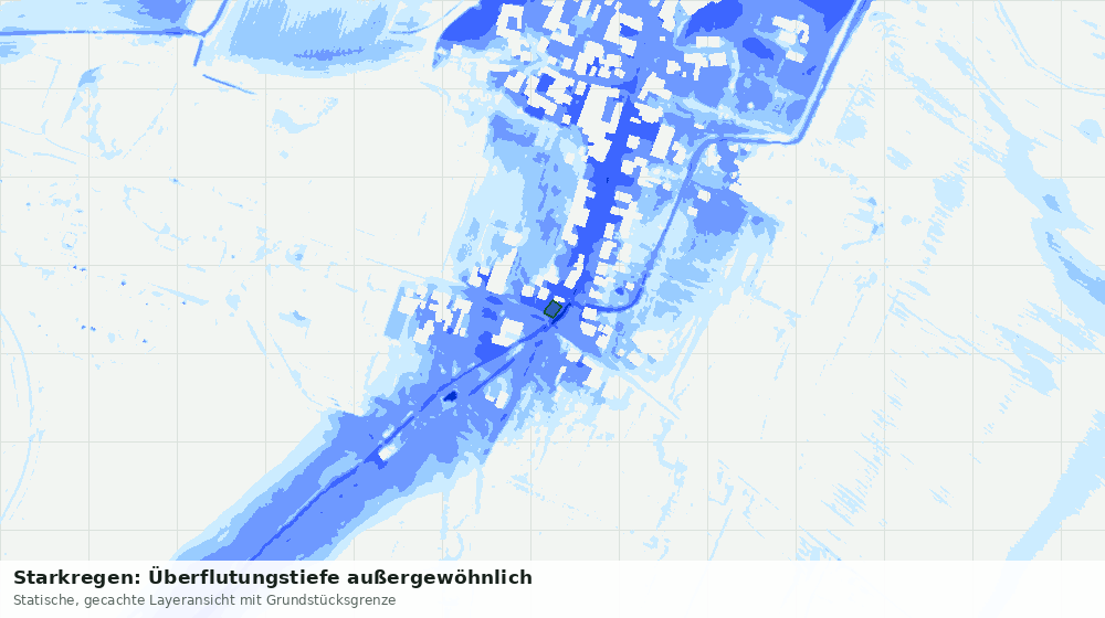 Statische Kartenansicht: Starkregen: Überflutungstiefe außergewöhnlich