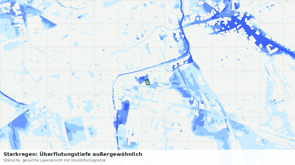 Statische Kartenansicht: Starkregen: Überflutungstiefe außergewöhnlich