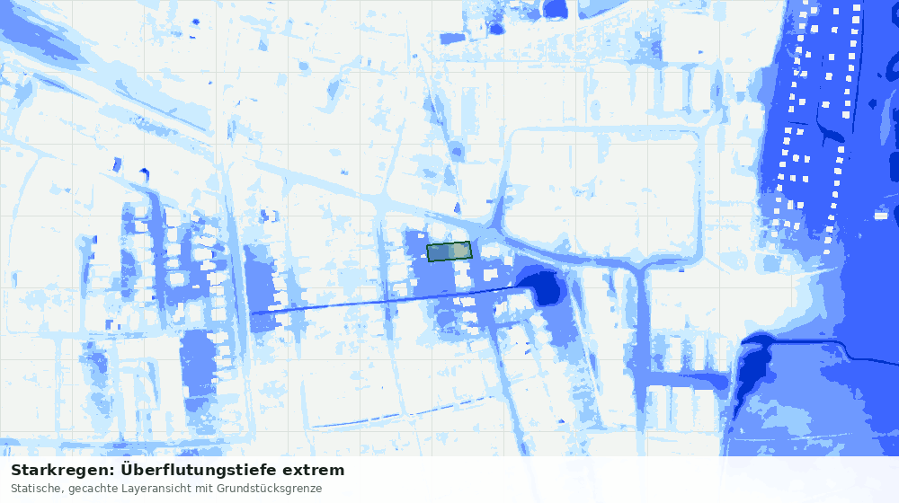 Statische Kartenansicht: Starkregen: Überflutungstiefe extrem