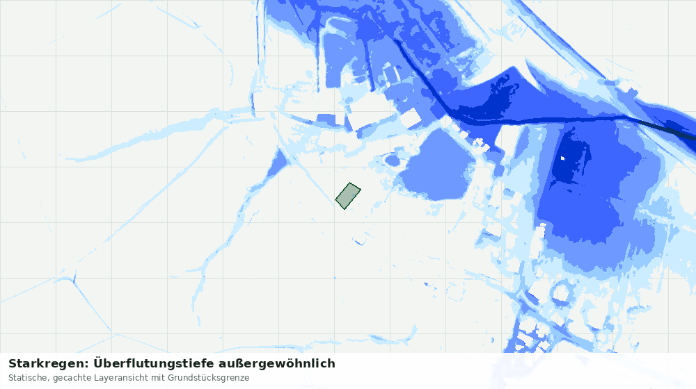 Statische Kartenansicht: Starkregen: Überflutungstiefe außergewöhnlich