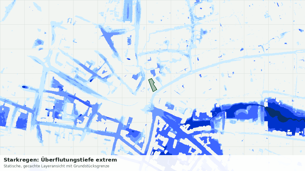 Statische Kartenansicht: Starkregen: Überflutungstiefe extrem