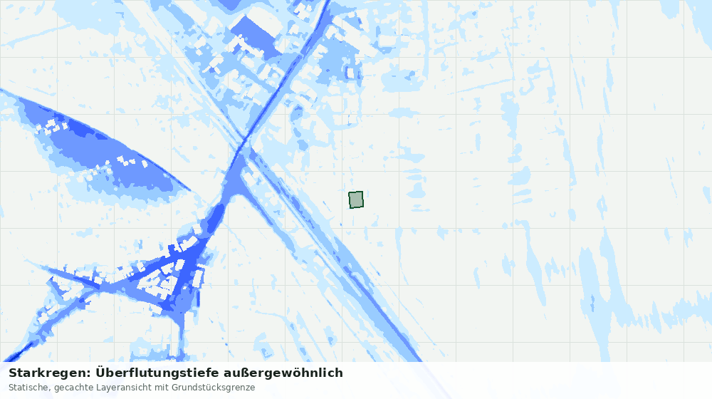 Statische Kartenansicht: Starkregen: Überflutungstiefe außergewöhnlich