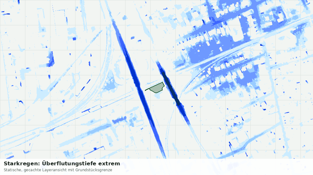 Statische Kartenansicht: Starkregen: Überflutungstiefe extrem