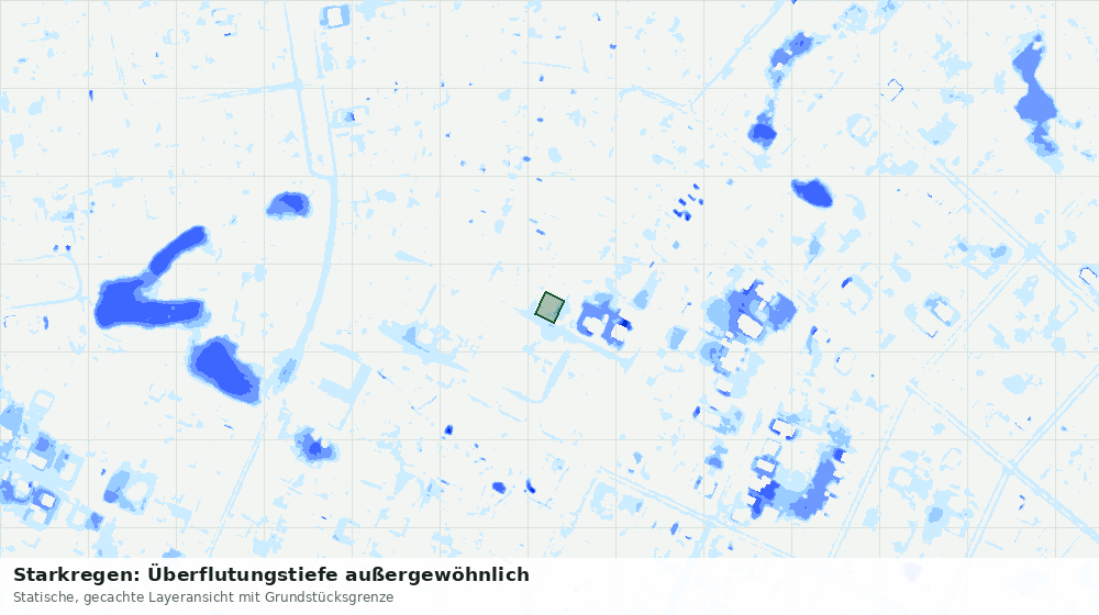 Statische Kartenansicht: Starkregen: Überflutungstiefe außergewöhnlich