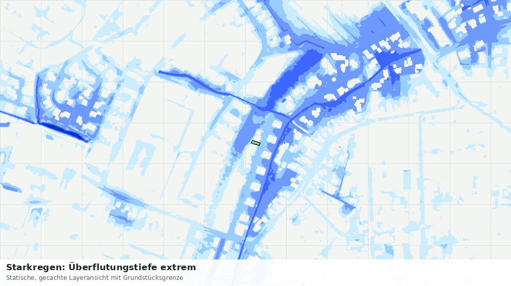 Statische Kartenansicht: Starkregen: Überflutungstiefe extrem