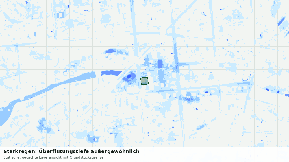 Statische Kartenansicht: Starkregen: Überflutungstiefe außergewöhnlich
