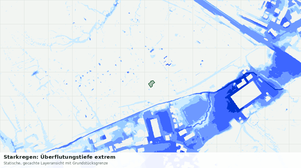 Statische Kartenansicht: Starkregen: Überflutungstiefe extrem