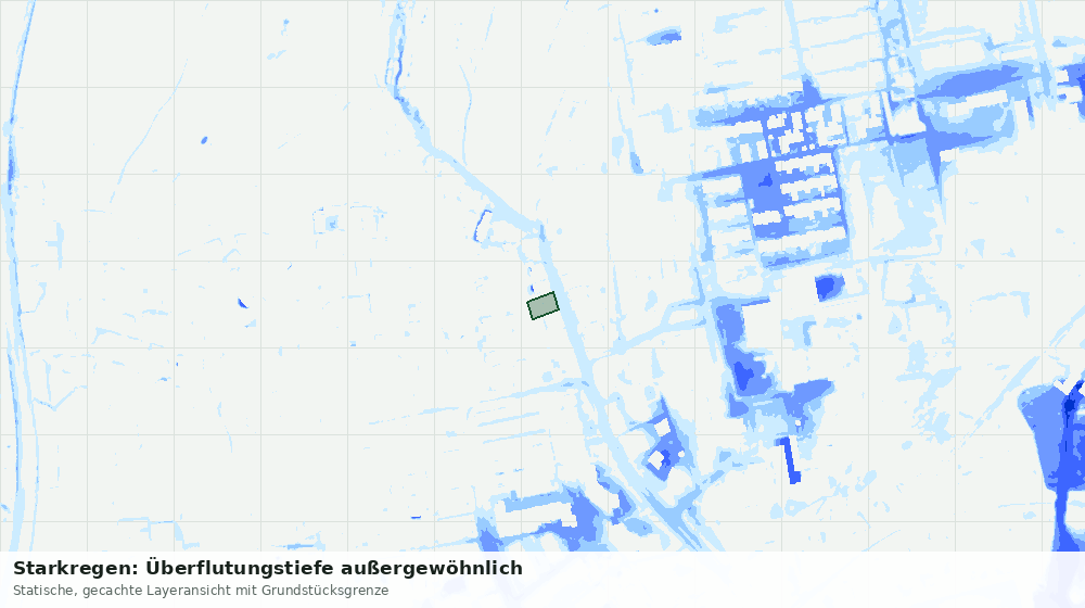 Statische Kartenansicht: Starkregen: Überflutungstiefe außergewöhnlich
