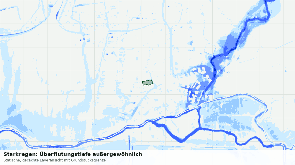 Statische Kartenansicht: Starkregen: Überflutungstiefe außergewöhnlich