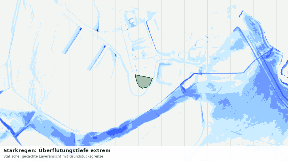 Statische Kartenansicht: Starkregen: Überflutungstiefe extrem