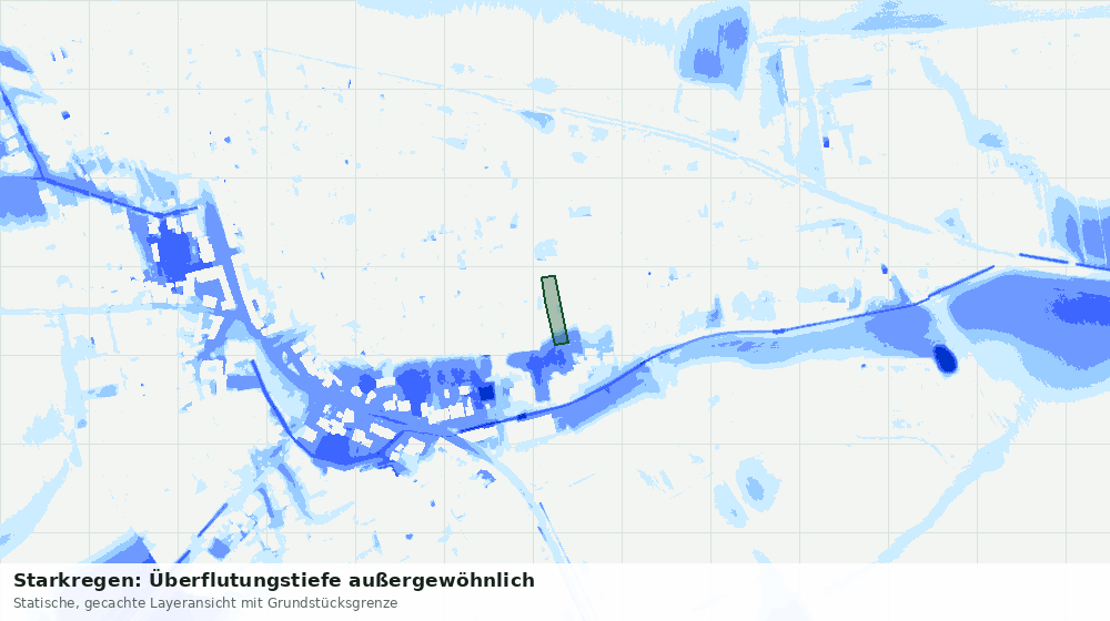 Statische Kartenansicht: Starkregen: Überflutungstiefe außergewöhnlich