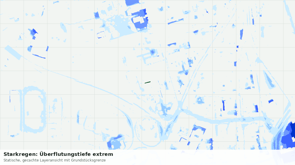 Statische Kartenansicht: Starkregen: Überflutungstiefe extrem