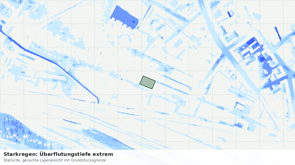 Statische Kartenansicht: Starkregen: Überflutungstiefe extrem