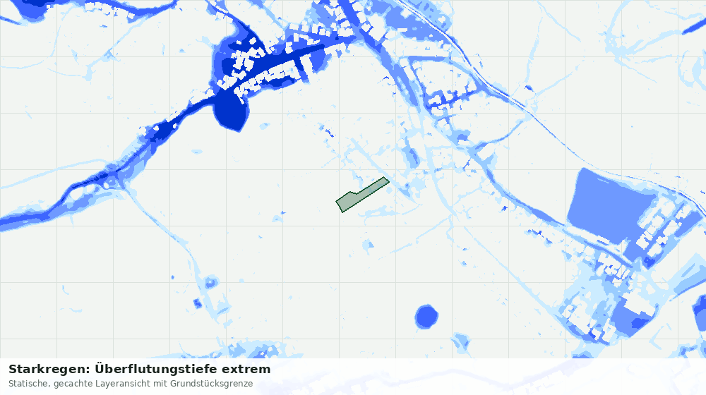 Statische Kartenansicht: Starkregen: Überflutungstiefe extrem