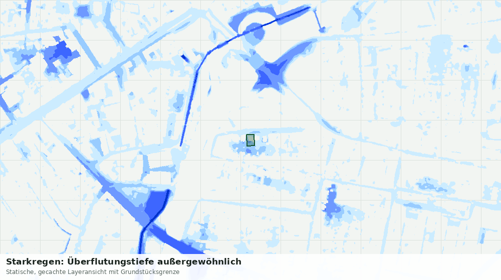 Statische Kartenansicht: Starkregen: Überflutungstiefe außergewöhnlich