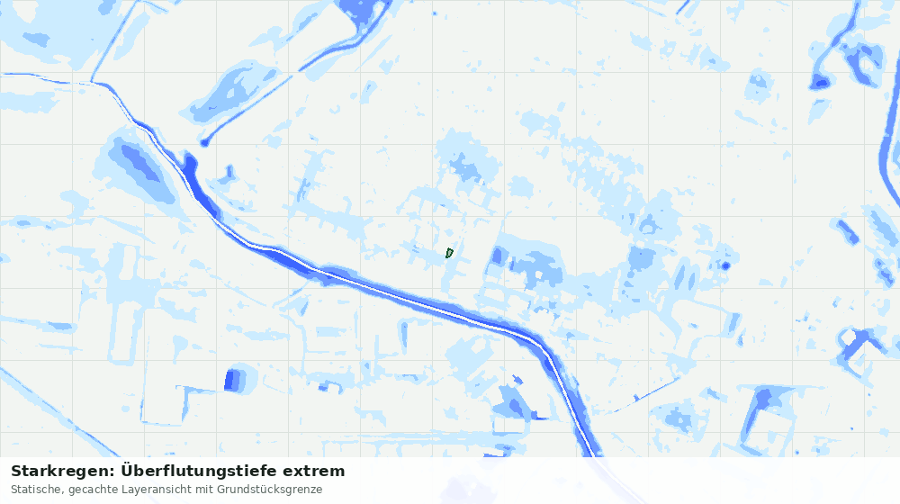Statische Kartenansicht: Starkregen: Überflutungstiefe extrem