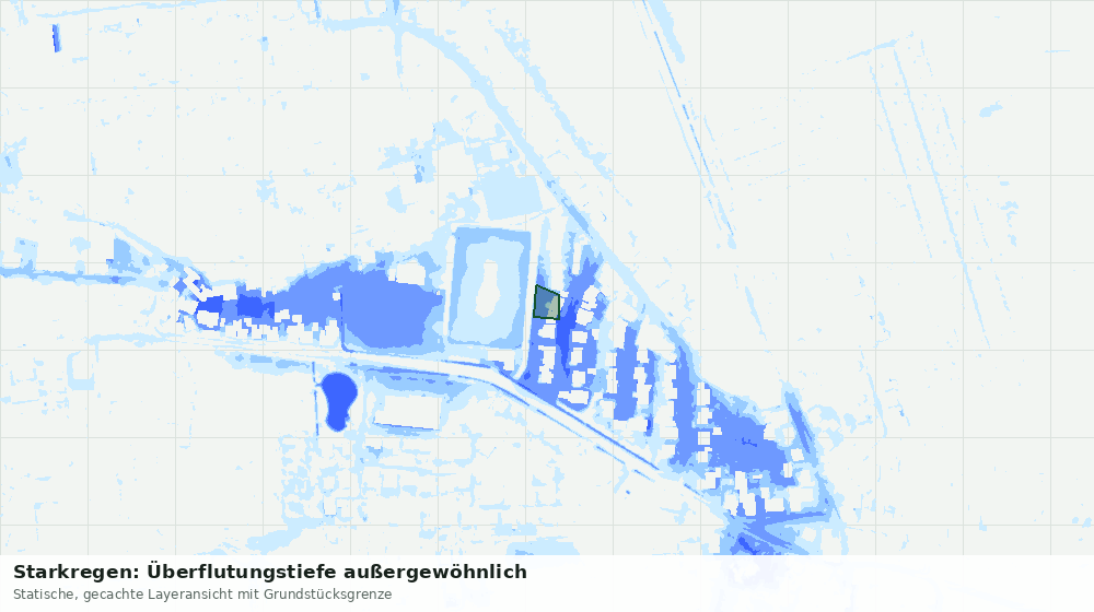 Statische Kartenansicht: Starkregen: Überflutungstiefe außergewöhnlich