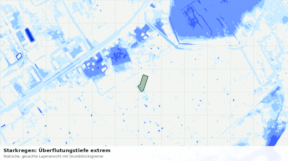 Statische Kartenansicht: Starkregen: Überflutungstiefe extrem