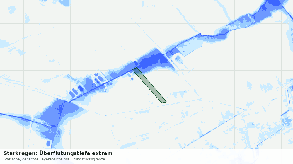 Statische Kartenansicht: Starkregen: Überflutungstiefe extrem