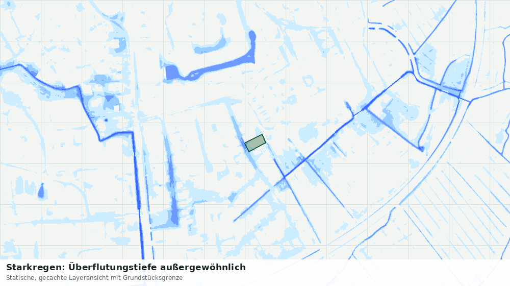 Statische Kartenansicht: Starkregen: Überflutungstiefe außergewöhnlich