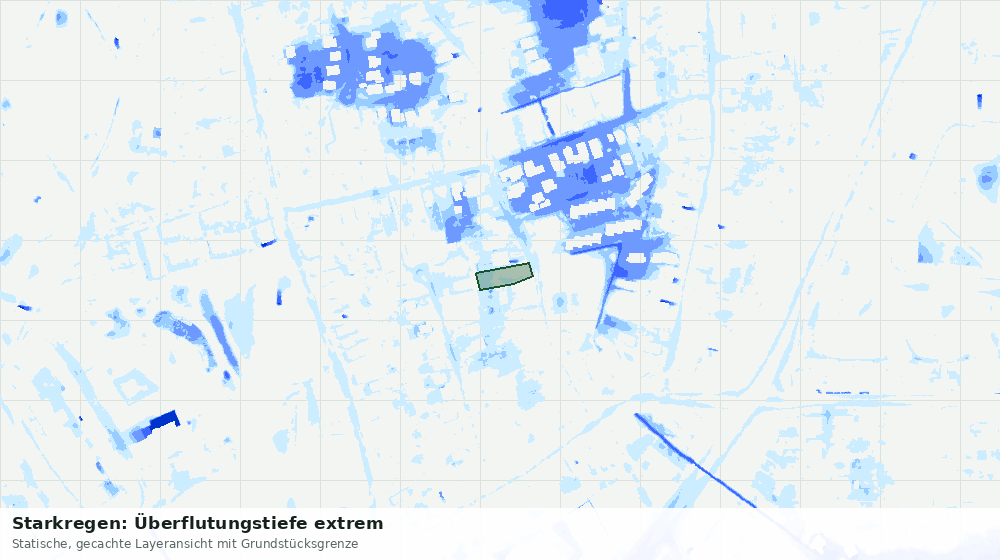 Statische Kartenansicht: Starkregen: Überflutungstiefe extrem