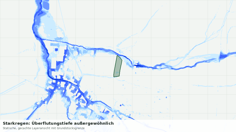 Statische Kartenansicht: Starkregen: Überflutungstiefe außergewöhnlich