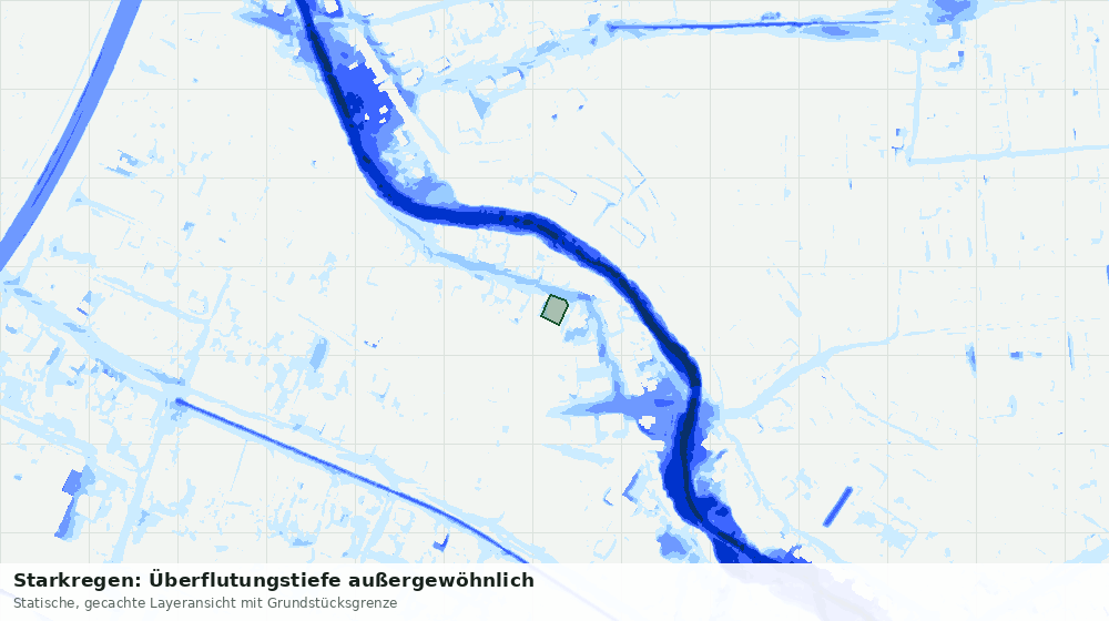 Statische Kartenansicht: Starkregen: Überflutungstiefe außergewöhnlich