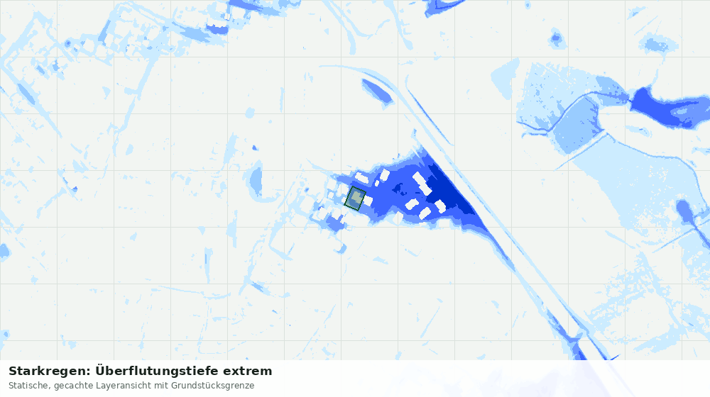Statische Kartenansicht: Starkregen: Überflutungstiefe extrem