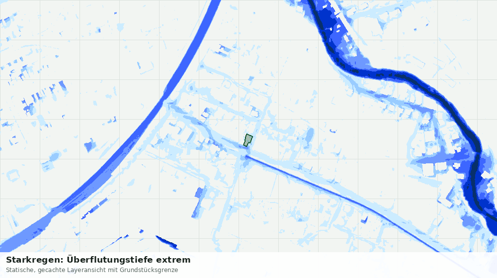 Statische Kartenansicht: Starkregen: Überflutungstiefe extrem