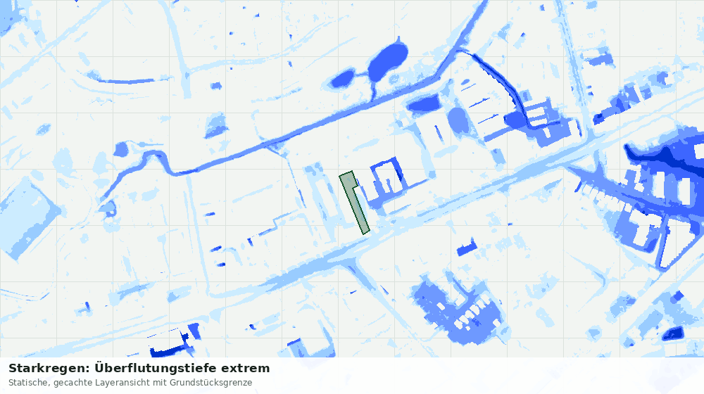 Statische Kartenansicht: Starkregen: Überflutungstiefe extrem